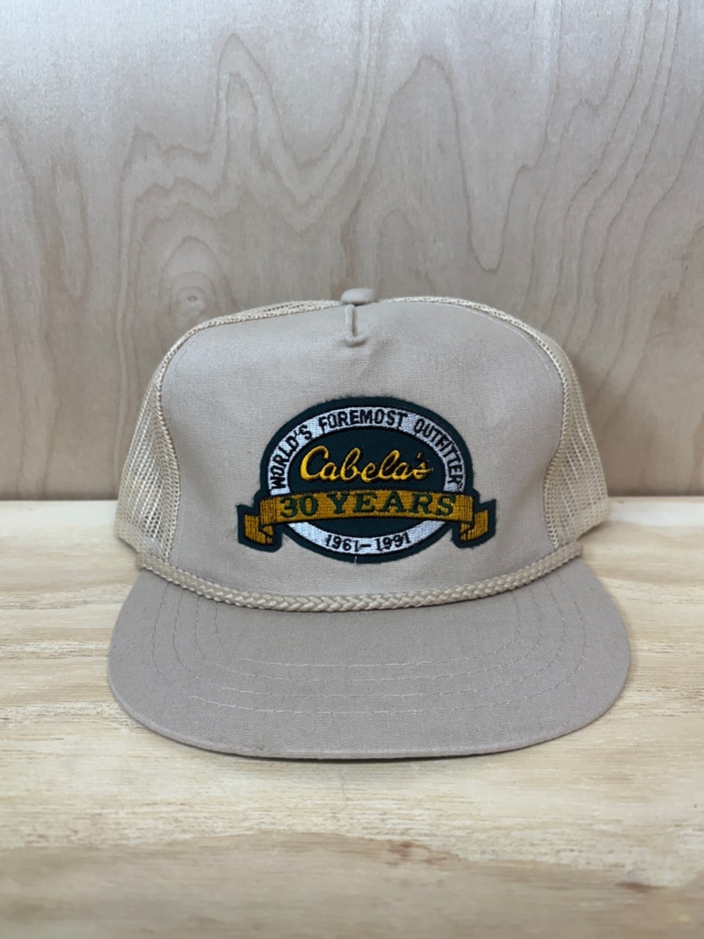 Cabela's Tan Mesh Trucker Hat with 30 Years Patch